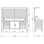 ARBEIDSBENK 225 CM RAL5005\7040