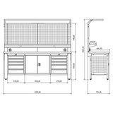 ARBEIDSBENK 225 CM RAL5005\7040